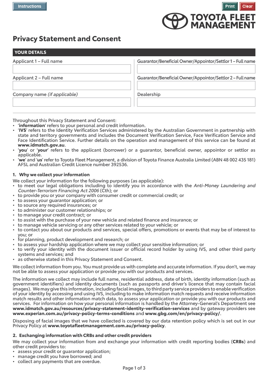 Privacy Statement and Consent